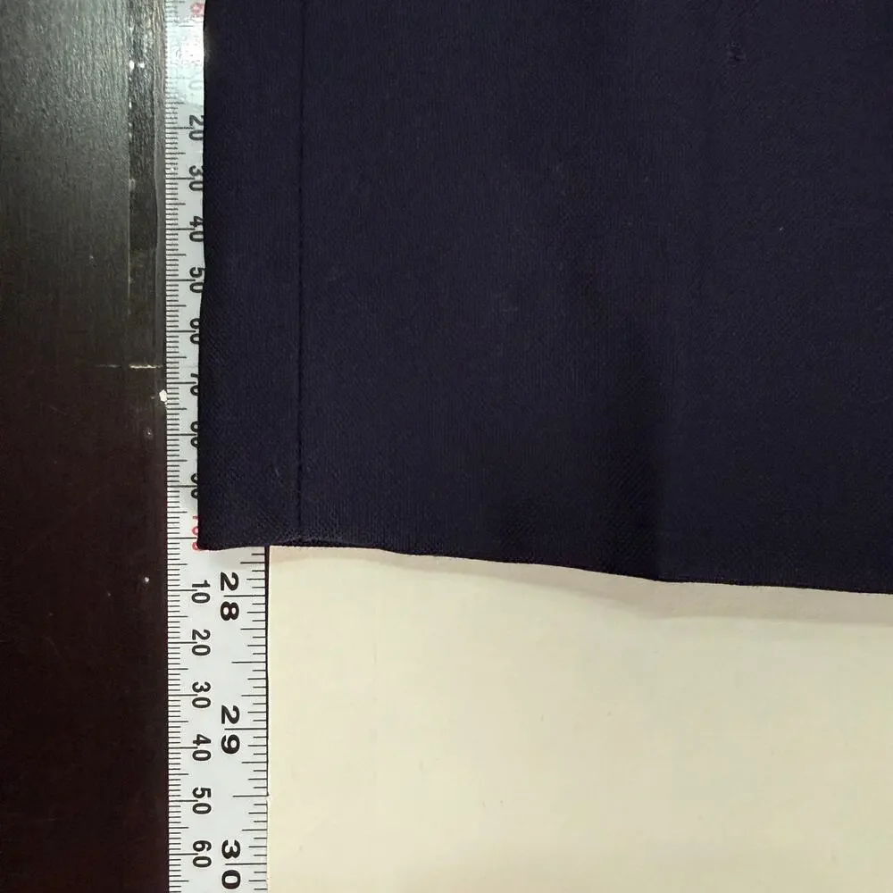 Tory Burch Navy Pant 2 Wool Blend Trouser Tapered Slim Ankle Seam Back